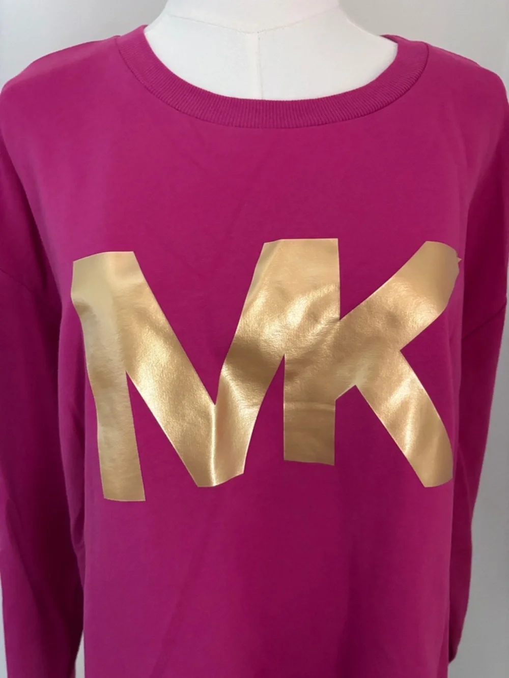 Michael Kors Hot Pink Sweatshirt with Gold MK Logo - Picture 6 of 6